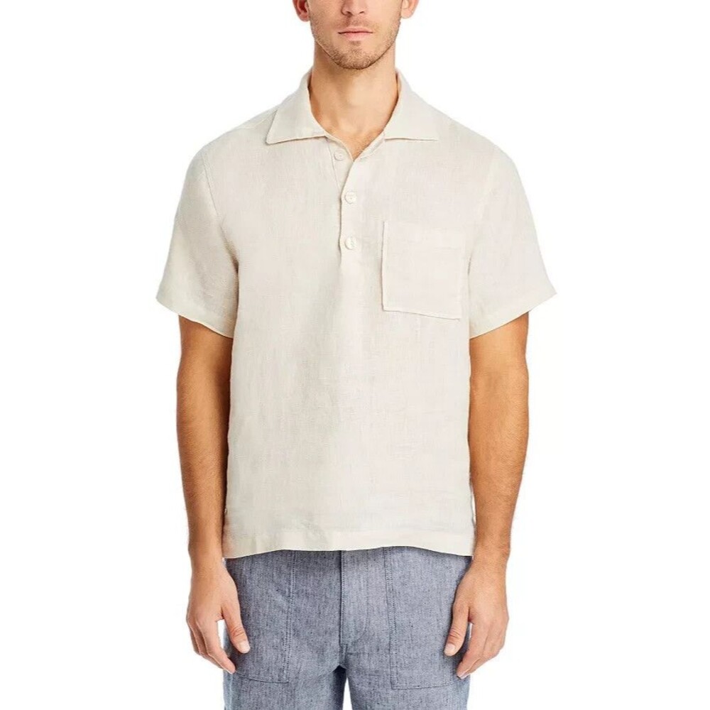 OAS Polo Shirt Mens Large Tan Pullover Collared Short Sleeve GIRONA LINEN $150